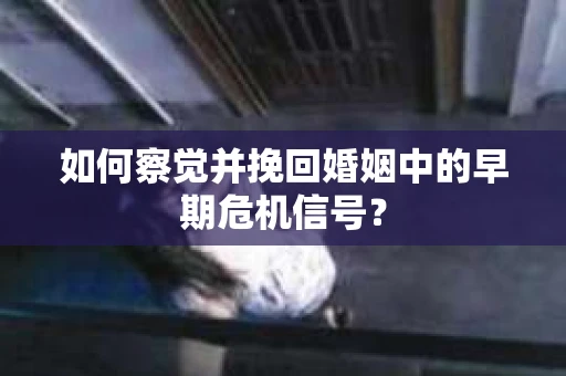 如何察觉并挽回婚姻中的早期危机信号？