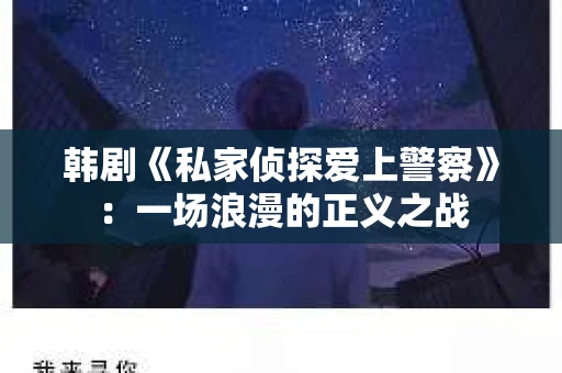 韩剧《私家侦探爱上警察》：一场浪漫的正义之战