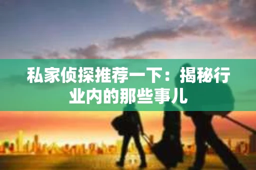 私家侦探推荐一下：揭秘行业内的那些事儿