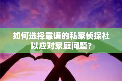 如何选择靠谱的私家侦探社以应对家庭问题？