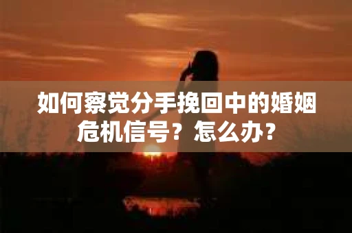 如何察觉分手挽回中的婚姻危机信号？怎么办？