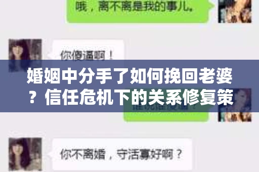 婚姻中分手了如何挽回老婆？信任危机下的关系修复策略